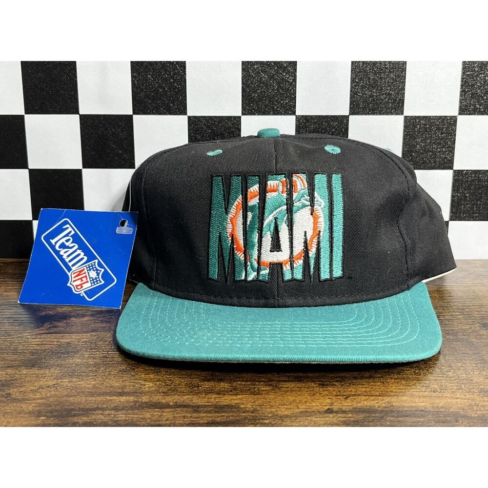 Vintage 90s NFL Miami Dolphins #1 Apparel Football Snapback Hat Cap With Tag
